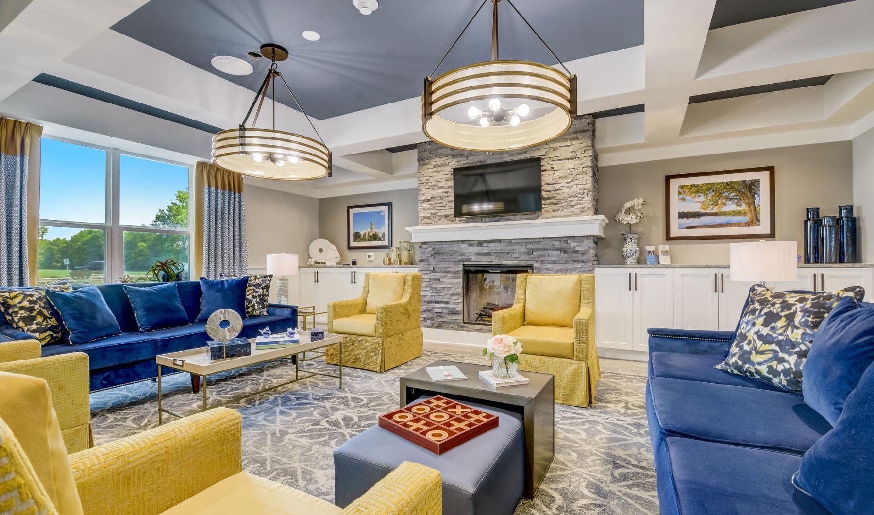 Find your perfect fit at Outlook Hamilton a living room with a fireplace